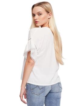 Blusa Gaudi en muselina con pico blanca