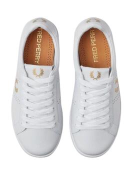 Deportiva Fred Perry original blanco/metalic