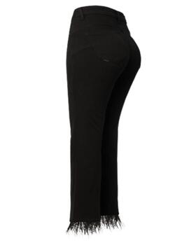 Pantalon Salsa negro con plumas en tobillos