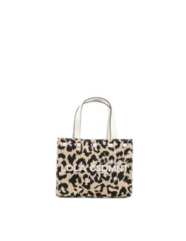 Bolso LC pequeño de loneta animal print tachuelas