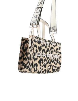 Bolso LC pequeño de loneta animal print tachuelas