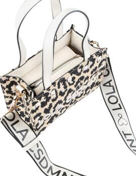 Bolso LC pequeño de loneta animal print tachuelas