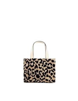 Bolso LC pequeño de loneta animal print tachuelas