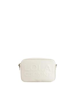 Bandolera Lola Casademunt con logo en relieve beig