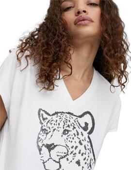 Camiseta Lola Casademunt cuello pico Leo blanca