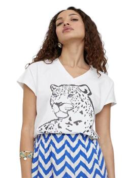 Camiseta Lola Casademunt cuello pico Leo blanca