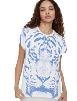 Camiseta Lola Casademunt tigre azul blanca