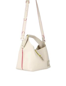 Bolso shopper LC crudo con contrastes verde rosa