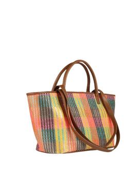 Bolso Lc Sopper doble asa efecto rafia multicolor