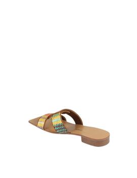 Sandalia LC plana efecto rafia multicolor