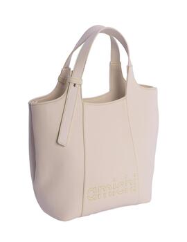 Bolso Amichi de mano con asas y bandolera  beige