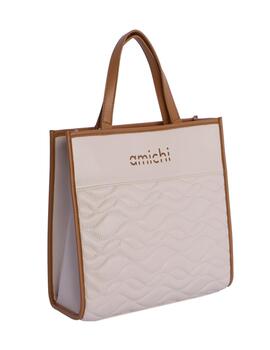 Bolso Amichi de mano con asa y tira  blanco