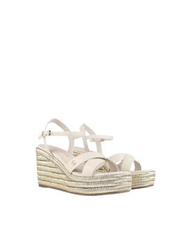 Sandalia LC de cuña metalizada beige