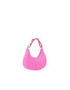 Bolso media luna nylon fluor detalle placa LOLA FU