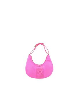 Bolso media luna nylon fluor detalle placa LOLA FU