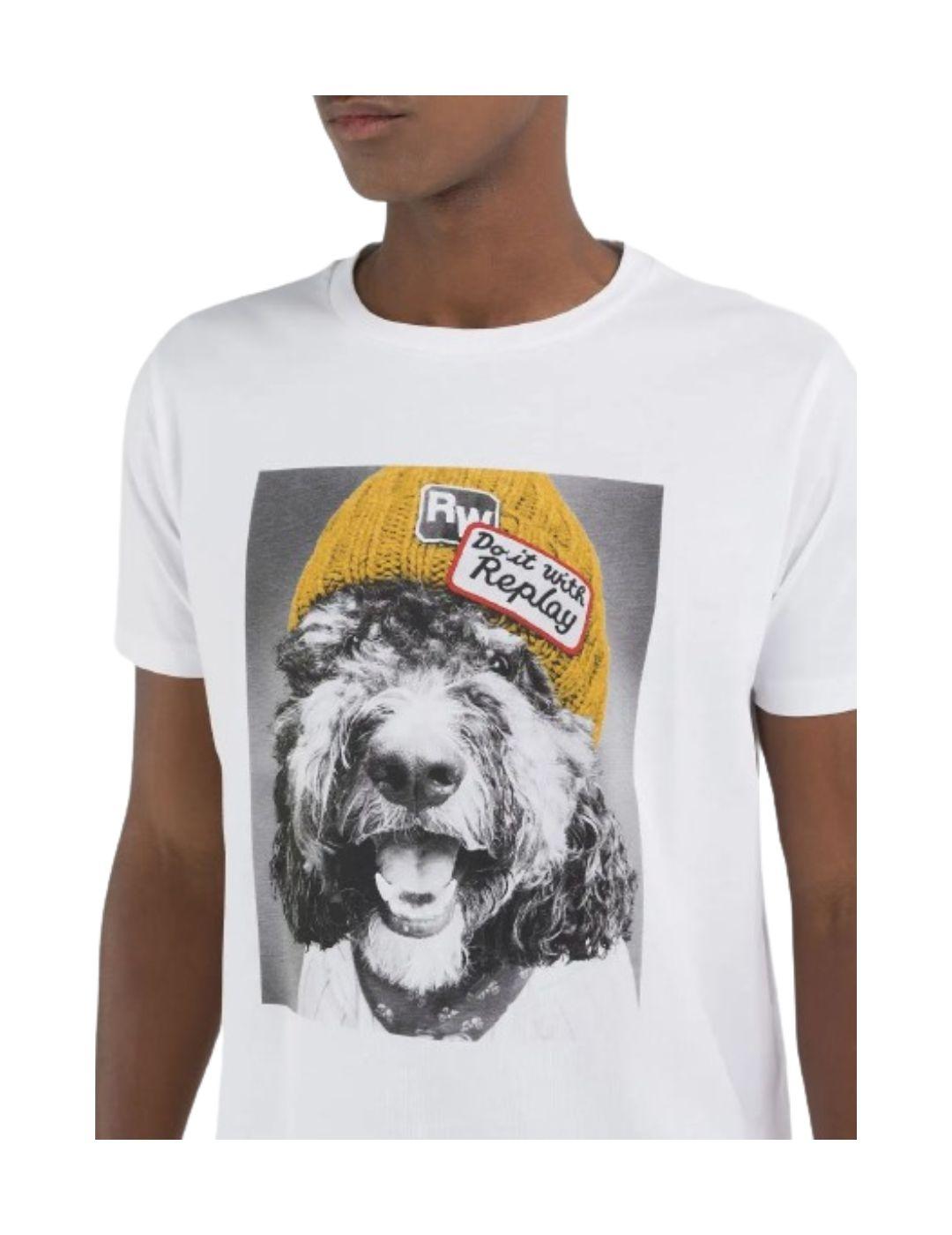 Camiseta Replay manga corta algodón dibujo perro