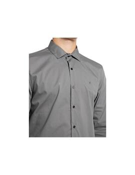 Camisa Replay en algodon cuello Italiano gris