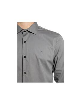 Camisa Replay en algodon cuello Italiano gris