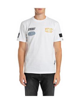 Camiseta Replay en algodón blanca con dibujo