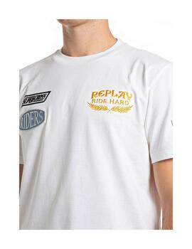 Camiseta Replay en algodón blanca con dibujo