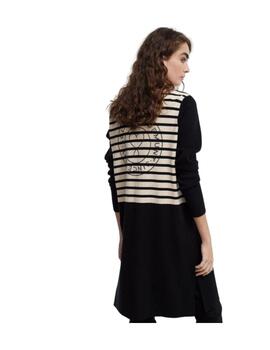 Cardigan LC largo de rayas urban negro-crudo