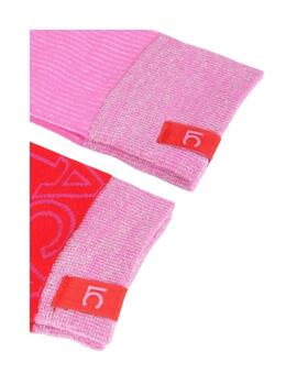 Pack caja 2 calcetines monograma+ liso rosa -rojo