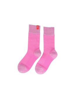 Pack caja 2 calcetines monograma+ liso rosa -rojo