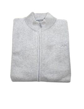 Chaqueta AM con cremallera cuello en rib gris punt