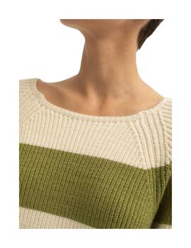 Jersey Muss Bombón cuello barco blanco-verde