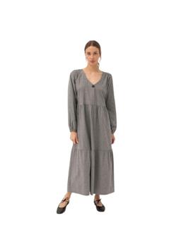 Vestido Muss Bombón escote pico largo gris