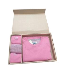 Jersey caja + calcetines en caja algodón rosa