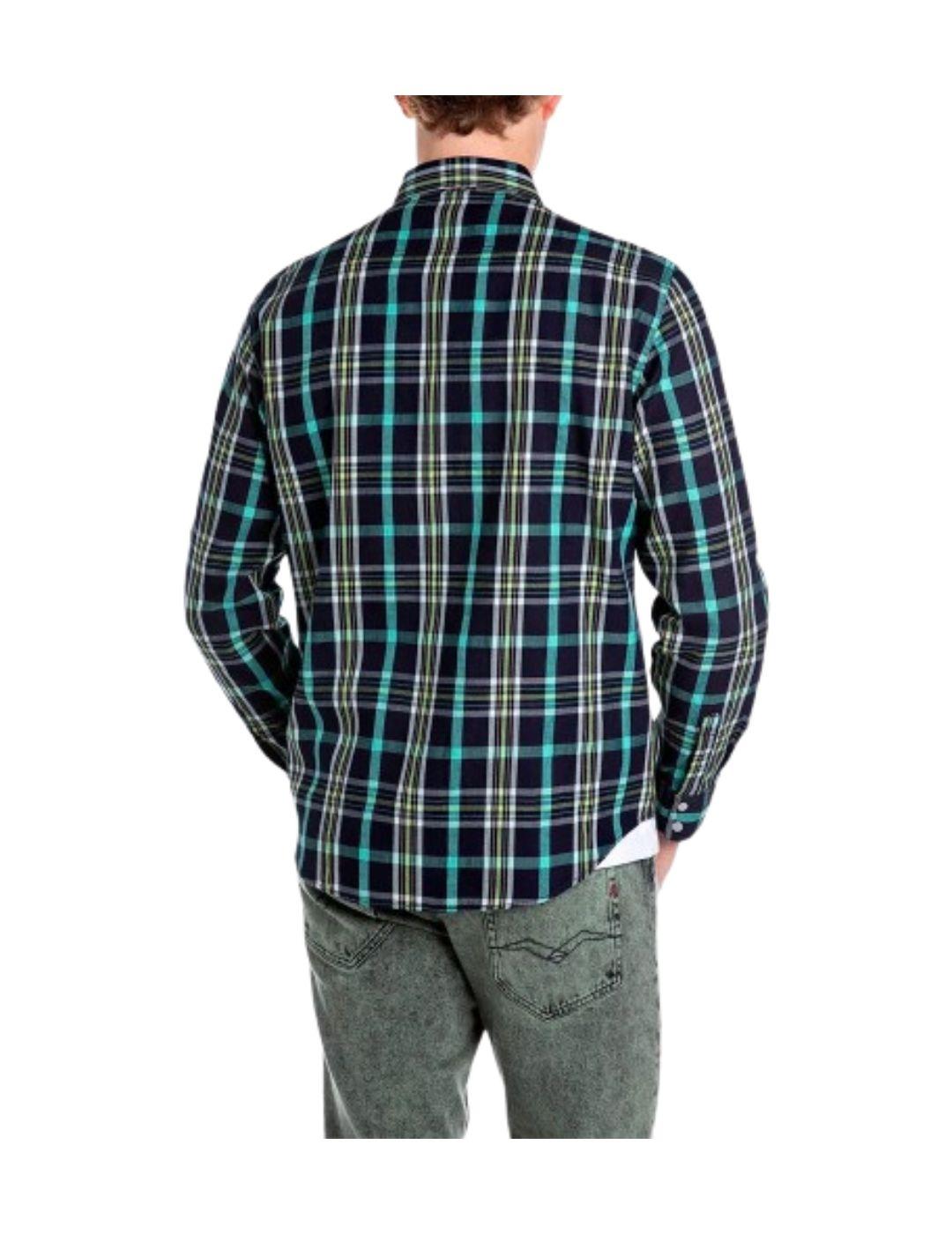 Camisa Replay hombre cuadros cuello italiano