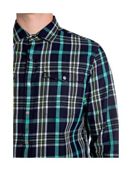 Camisa Replay hombre cuadros cuello italiano