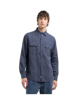 Camisa Replay hombre lino azul