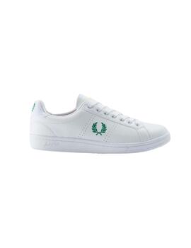 Zapatilla Fred Perry Leather blanca con logo verde