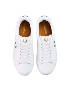 Zapatilla Fred Perry Leather blanca con logo verde