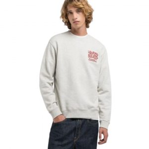 Sudadera Replay hombre gris con letras bordadas