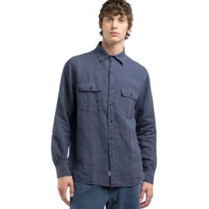 Camisa Replay hombre lino azul