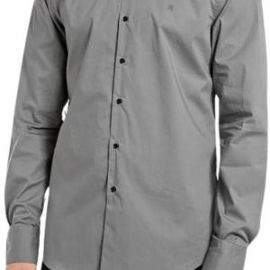 Camisa Replay en algodon cuello Italiano gris