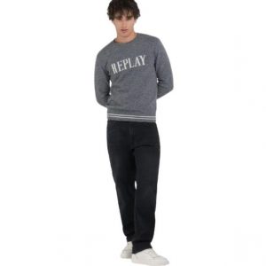 Jersey Replay lana cuello redondo gris