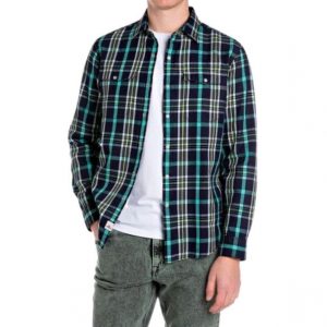 Camisa Replay hombre cuadros cuello italiano