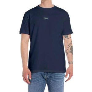 Camiseta Replay cuello redondo basic logo en pecho azul marino