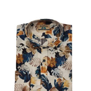 Camisa La Vespita estampada flores marrones y azul