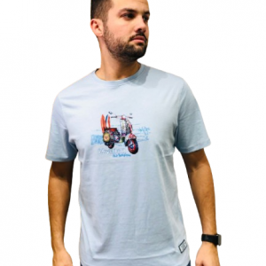 Camiseta La Vespita en algodón Hawai celeste
