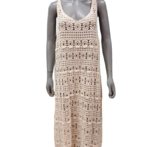 Vestido túnica en croché beige