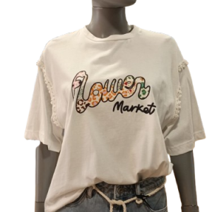 Camiseta en algodón blanca flower