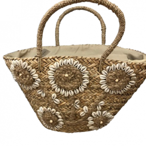 Bolso paja grande conchas